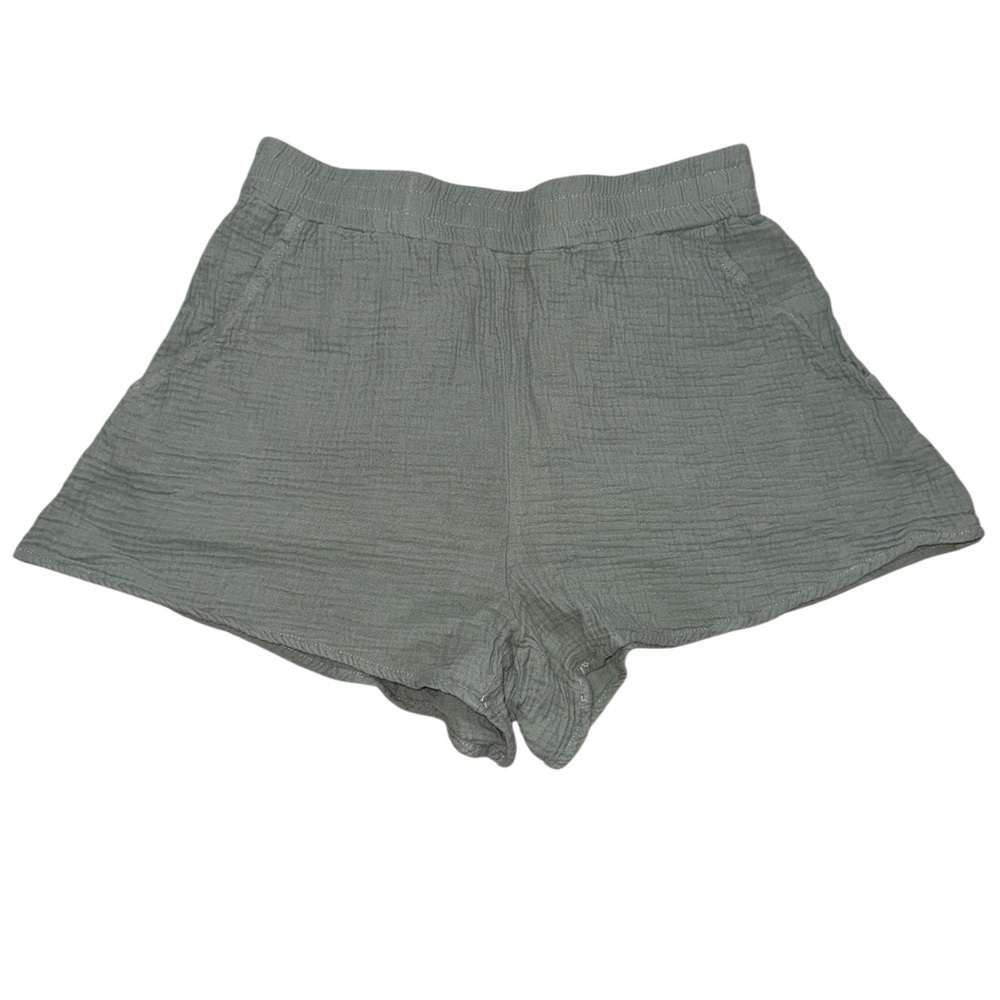 Automet Olive Green High-Waisted Linen-Blend Shorts - Size Medium